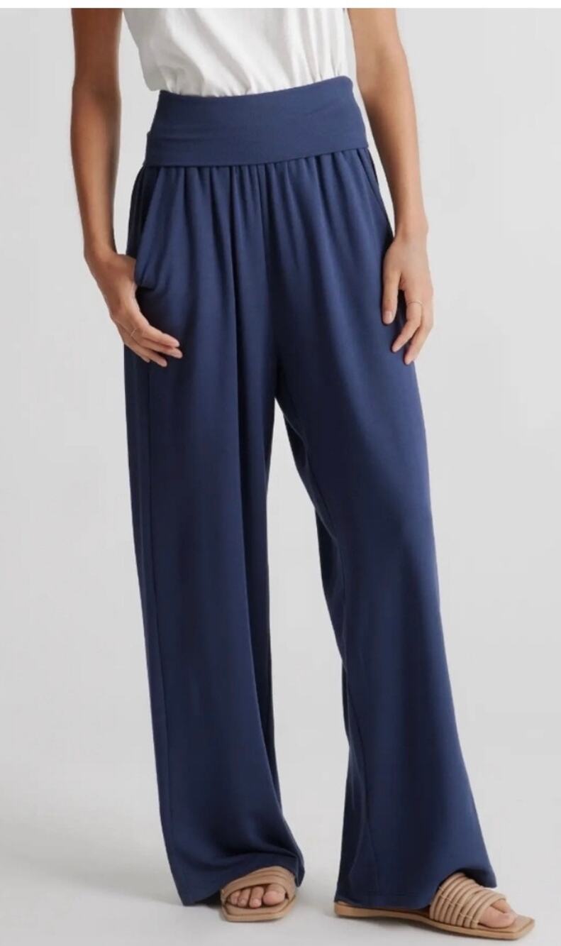 Quince French Terry Modal Wide Leg Pants Pull-on Navy Women XL